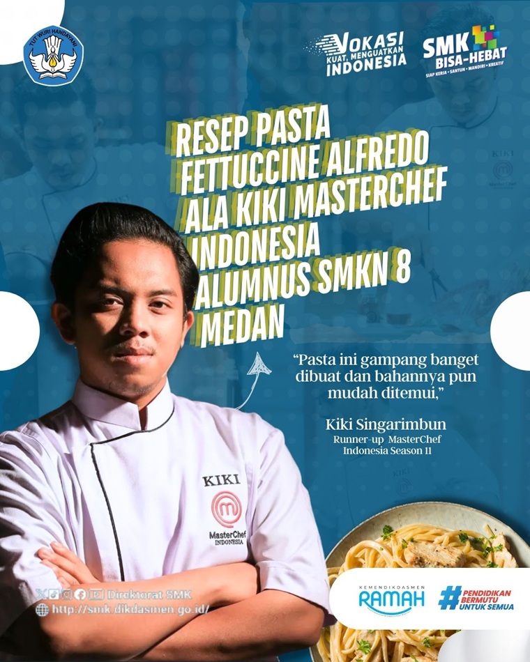 Resep Pasta Fettuccine Alfredo ala Kiki MasterChef Indonesia Alumnus SMKN 8 Medan